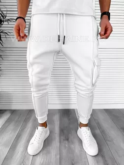 Pantaloni de trening albi conici K156 